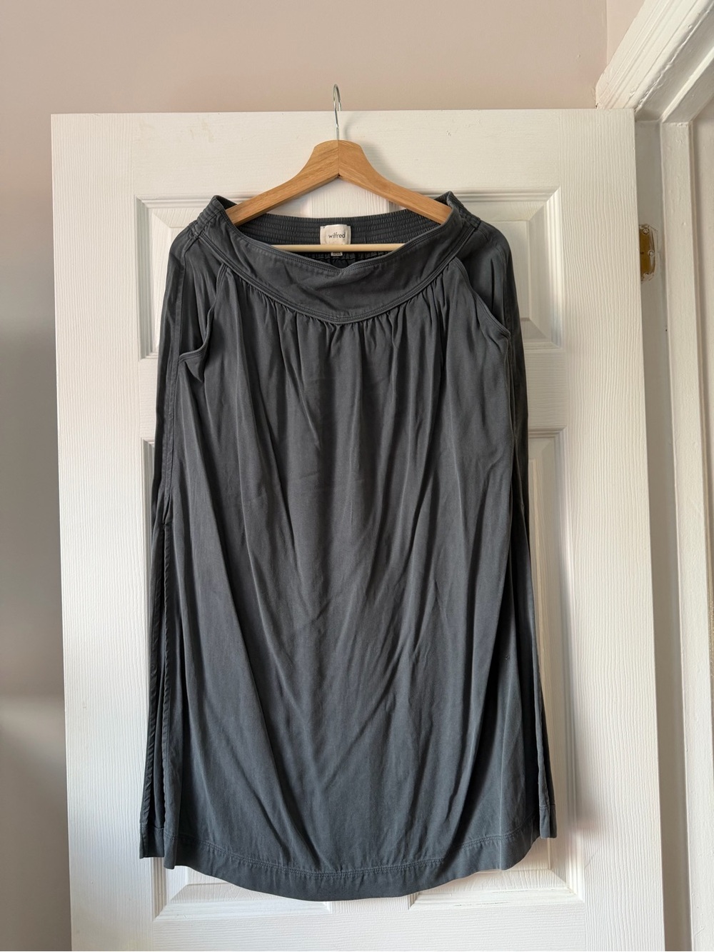 Wilfred Slate Gray Tencel Midi Skirt Size M
